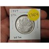 Image 1 : 1947 Straight 7 Left Canadian Silver 50 cents. VF20.