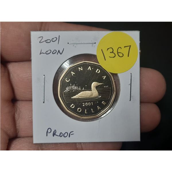 2001 Loonie Dollar. Proof with Ultra Heavy Cameo.