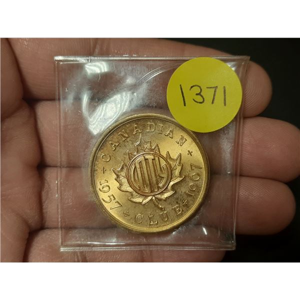 1957 – 1967 Canadian Coins of the Year Club (COTY) membership medal in brass.