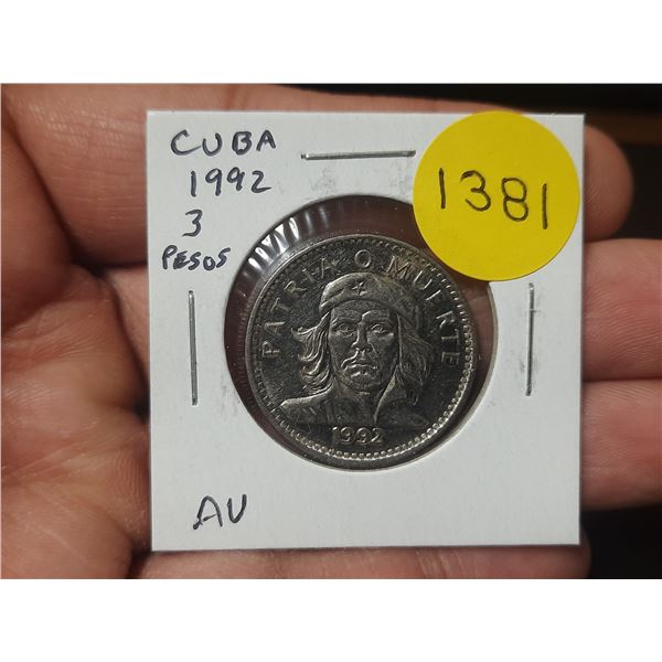 Cuba. 1992 3 Pesos. Che Guevara. AU.