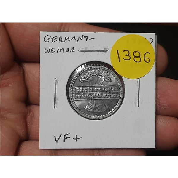 Germany – Weimar Republic. 1922D 50 Pfennig. Munich Mint. VF+.