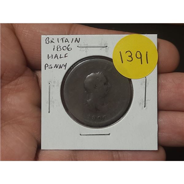 Great Britain. 1806 Half Penny. Readable date.