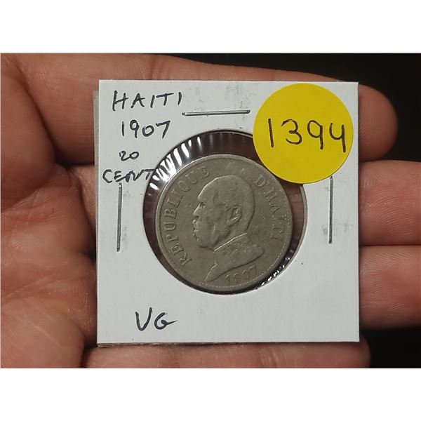 Haiti. 1907 20 Centimes. VG.