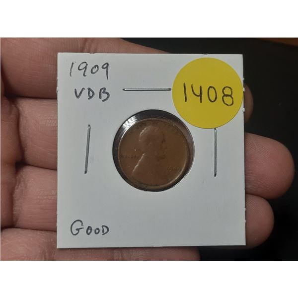 U.S. 1909 VDB Lincoln Cent. Good.