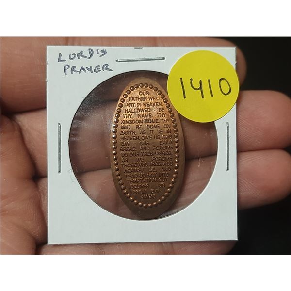 Elongated Cent with the Lord’s Prayer. BU.