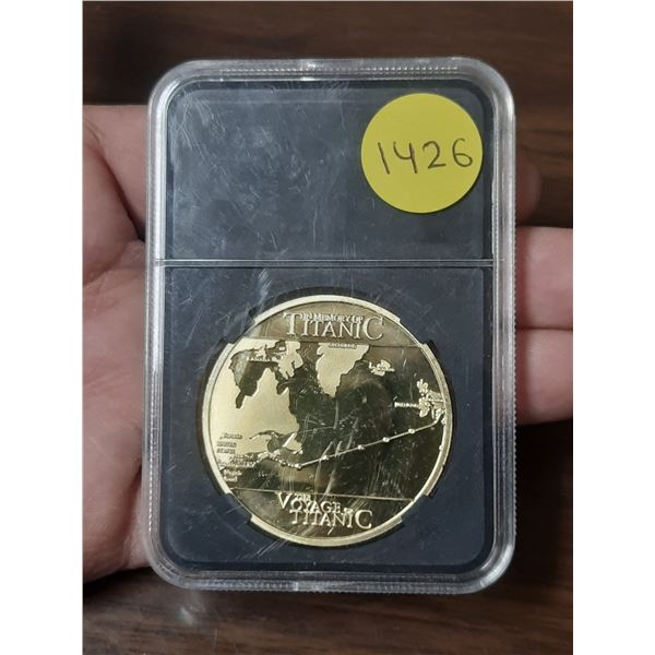 RMS Titanic medal. Commemorates the tragic voyage.