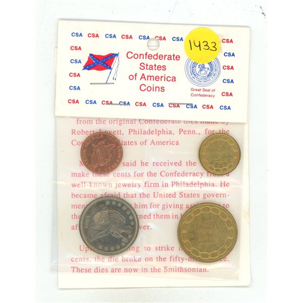 Confederate States of America 1861 restrike set of 4. None of these coins were minted in 1861.