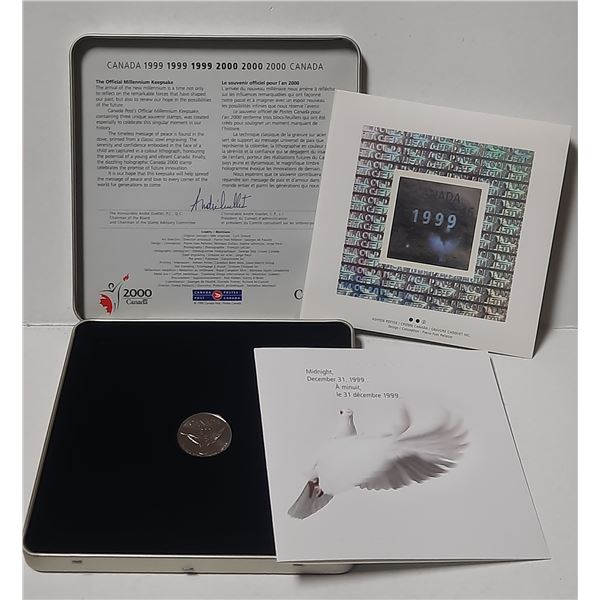1999 – 2001 Official Millenium Keepsake. Includes 3 different stamps plus a Dove Medal.