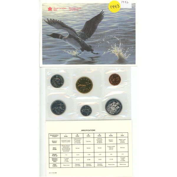 1992 Canadian Proof Like Set. Includes Scarce 1992 Caribou 25 Cents.