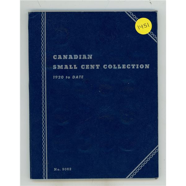Canadian Small Cent Collection 1920 to 1971. Missing only 1922, 1923 and 1930. Housed in a blue Whit
