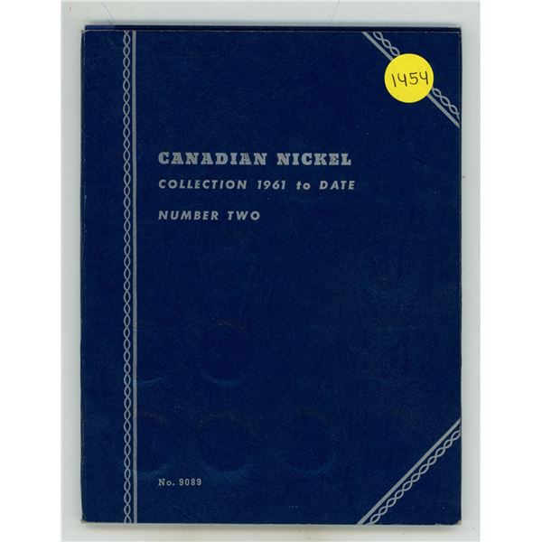Canadian Nickel 5 Cents Collection 1961 to 2014. Housed in a blue Whitman folder.