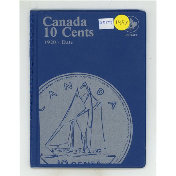 Empty Canadian 10 Cents folder. Uni-Safe. Used.