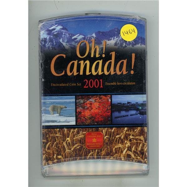 2001P Oh Canada Uncirculated Set. Housed in its original unopened Royal Canadian Mint packaging.