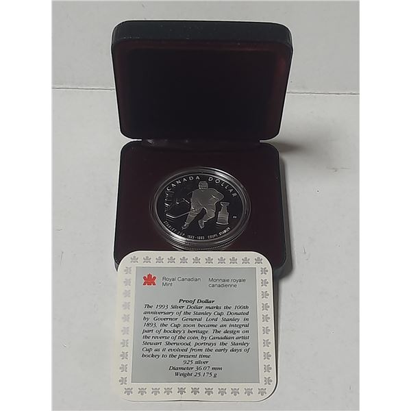 1893 – 1983 Stanley Cup Centennial Silver Dollar. Proof with Ultra Heavy Cameo. Housed in i