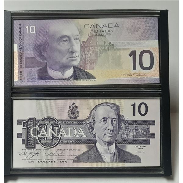 1986 – 2001 Lasting Impressions $10 Set. Includes both 1986 and 2001 $10 notes. Both have t