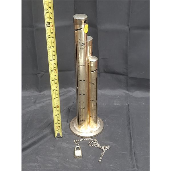 Brass Bank for 10 Cents, 25 Cents and Loonies. Used.