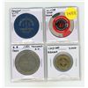 Image 1 : Set of 4 Casino Tokens including Dawson City Yukon Territory.