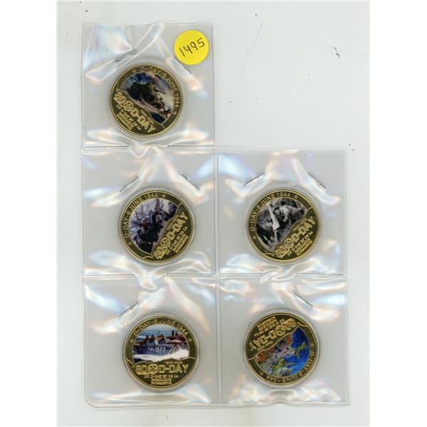 Complete set of 5 Colourized 1944 – 2024 80th Anniversary of D-Day medals.