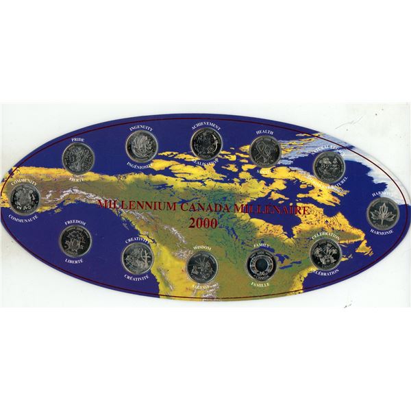 2000 Canada Millennium Set. Includes 12 different 25 Cents. As issued.
