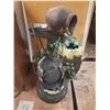 Image 1 : Decorative tabletop water fountain featuring a rustic design with three stacked ceramic pots and art
