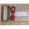 Image 1 : Miniature grandfather clock- wind up- has key- 8"H
