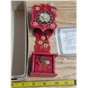 Image 2 : Miniature grandfather clock- wind up- has key- 8"H