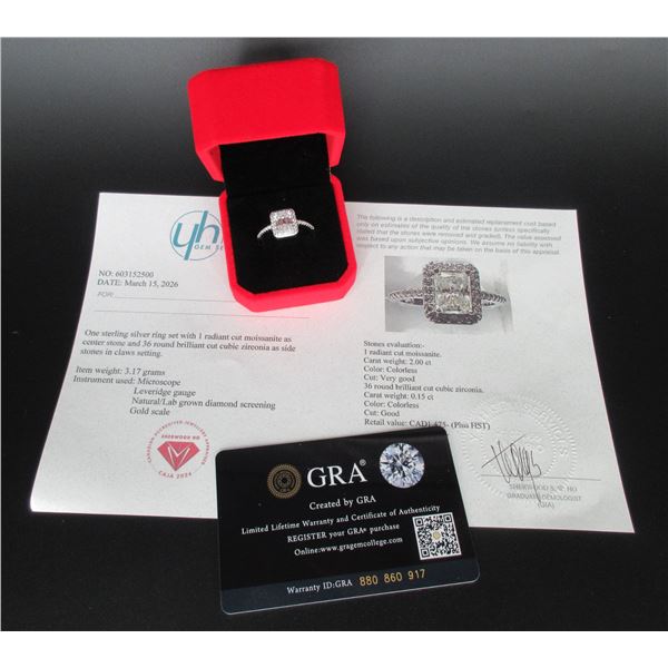#1530-2.00 CT GRA CERTIFIED RADIANT CUT MOISSANITE STONE VVS D COLOR WITH 36 ROUND BRILLIANT CUT CUB