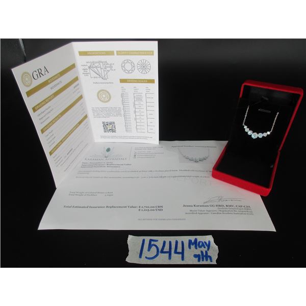 #1544-2.80 CT TW GRA CERTIFIED ROUND BRILLIANT CUT MOISSANITE STONES VVS BLUE COLOR SET WITH LARGER 