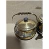 Image 3 : Possible Vintage Brass Coloured Pot W/ Handle and (2) Vintage Kettles