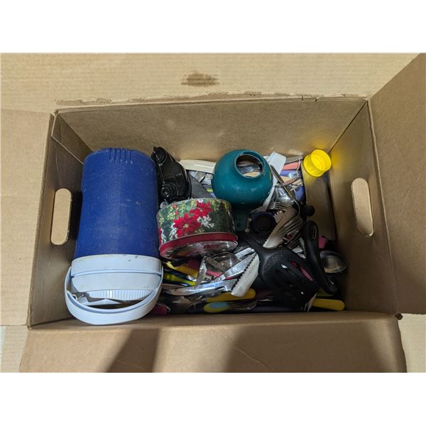 Box of Utensils, Spatula, Water Cooler, and etc.