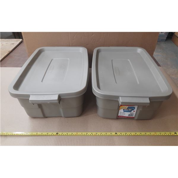 (2) Rubbermaid Totes.  (24" X 16" X 8.75")