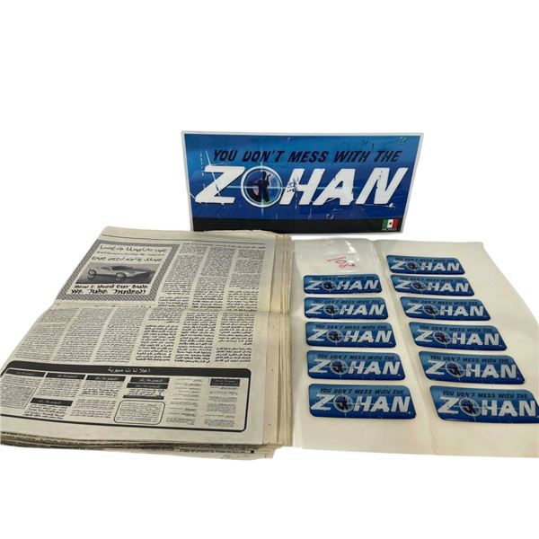 You Don't Mess with the Zohan (2008) - Prop Newspaper, Stickers and Packing Pass