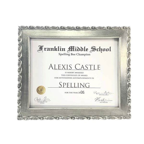 Castle (2009–2016) - Alexis Castle Spelling Bee Champion Award