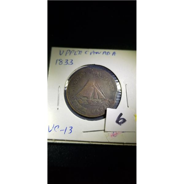 Upper Canada 1833 1/2 penny clipped