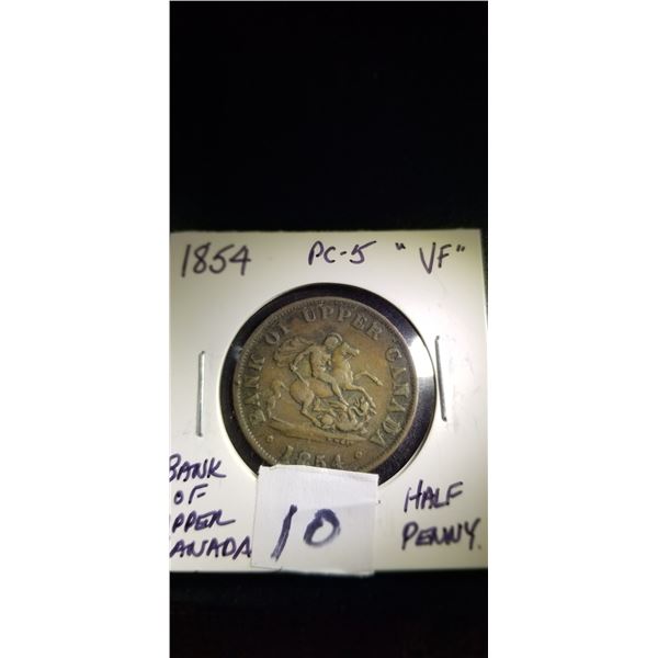 Bank of Upper Canada 1854 1/2 penny