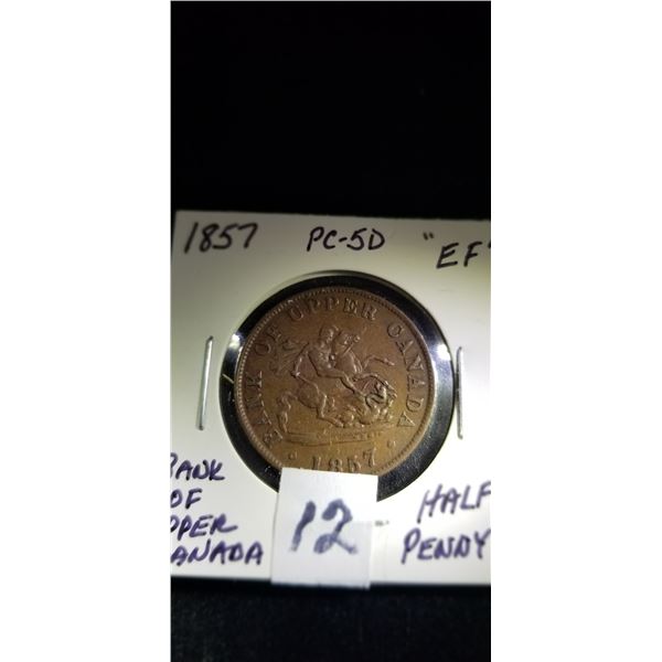 Bank of Upper Canada 1857 1/2 penny