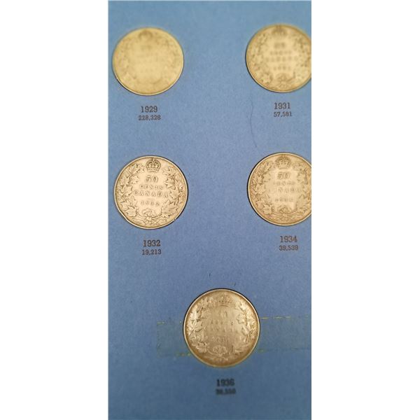 Booklet of Canadian 50 cent 1911 to 1936 complete