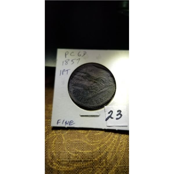 Bank of Upper Canada 1 penny 1857