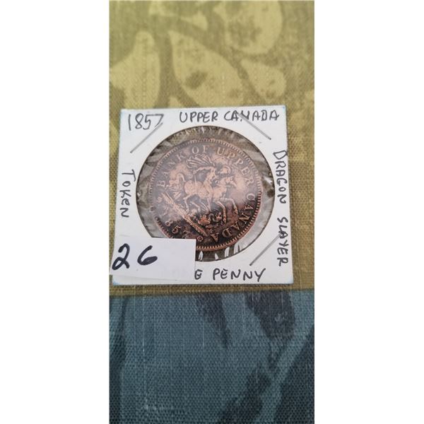 bank of Upper Canada 1857 one penny token