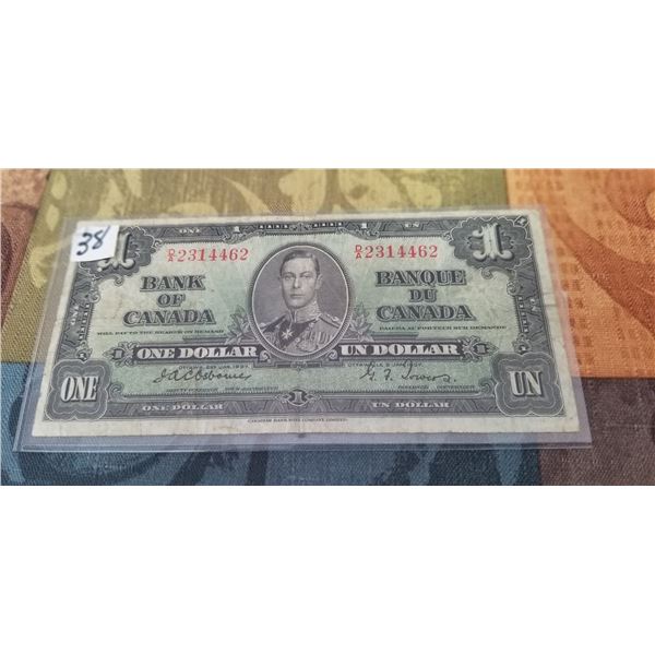 1937 $1.00 CDN. Banknote  D/A2314462 Os/to