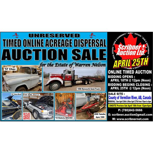 Dispersal Auction for the Estate of Warren Nelson : McLaughlin, AB : April 18th-25th : 2026
