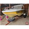 Image 13 : BOAT : 15ft Fiberglass Tri-Hull : Calkins Boat Trailer : 80hp Mariner Outboard