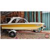 Image 2 : BOAT : 15ft Fiberglass Tri-Hull : Calkins Boat Trailer : 80hp Mariner Outboard