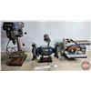 Image 1 : Shop Tool Combo/Group (3): - 8" Drill Press - 8" Bench Grinder - Belt & Disc Sander