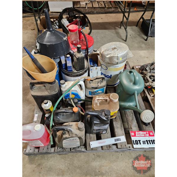 Pallet Lot: Variety of Oil & Grease (Partial Pails) ; Funnels & Barrel Pump