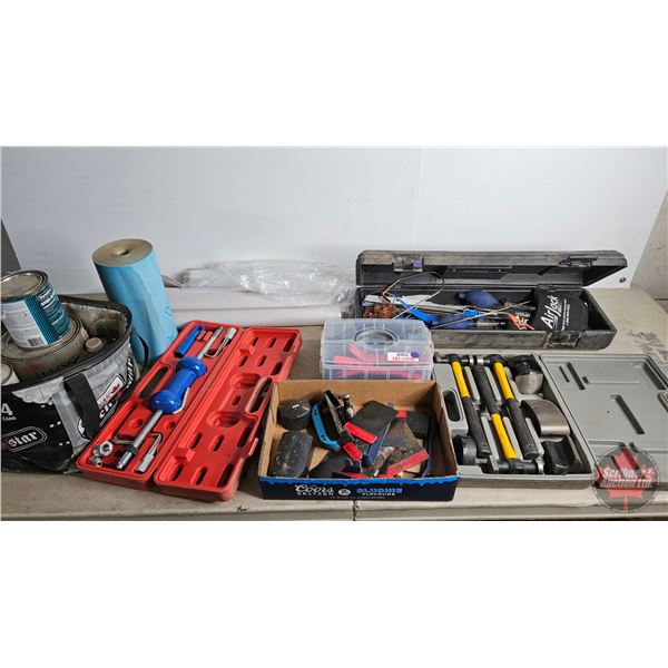 Variety Auto Body Supplies : Dollies ; Hammer ; Dent Puller ; Masking Paper ; Plastic Rivets ; etc !