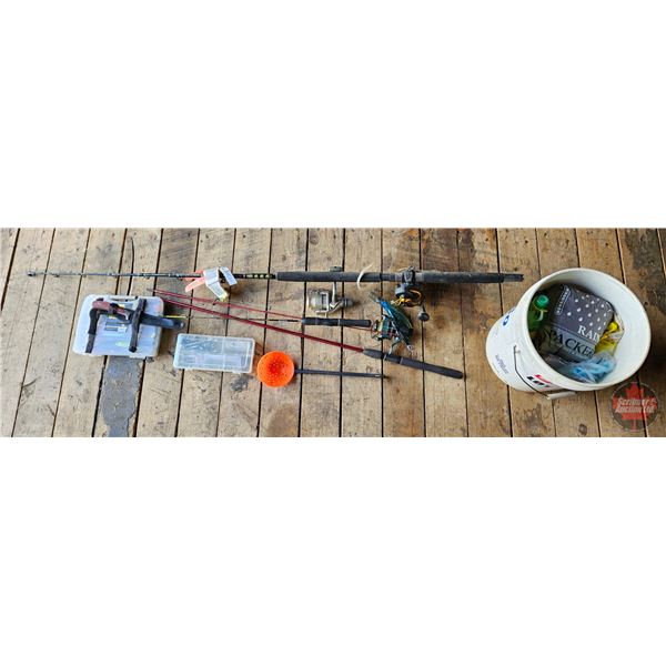 Variety Fishing Rods & Lures & Fillet Knife ; Rain Jacket ; Fish Glove; etc