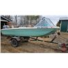 Image 4 : BOAT : 14ft Chrysler Fibre Glass Boat Sport Valiant : Calkins Boat Trailer : 60hp Evinrude Outboard