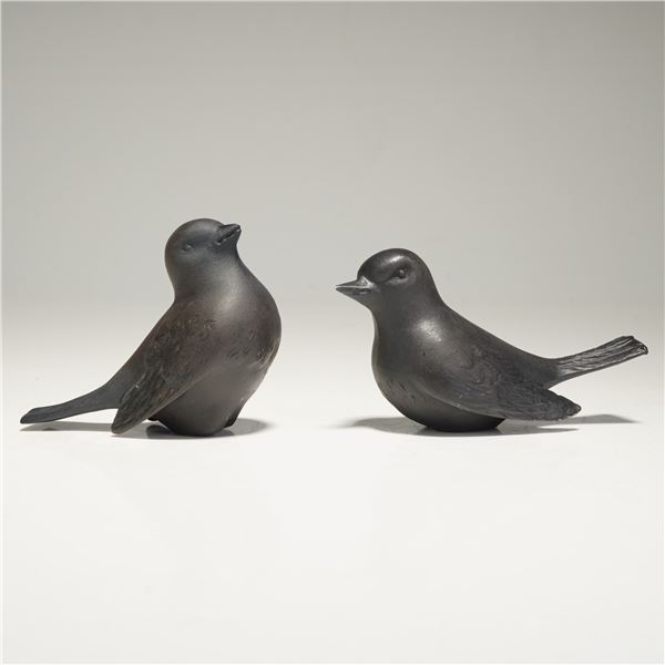 Two Wedgwood Black Basalt Bird Figurines