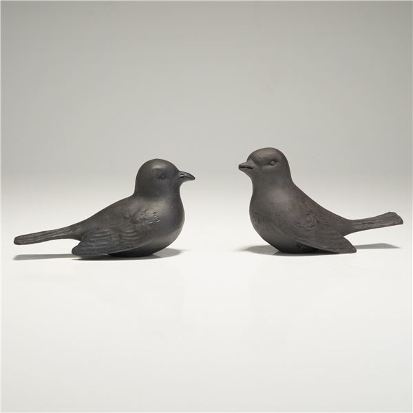 Two Wedgwood Black Basalt Bird Figurines